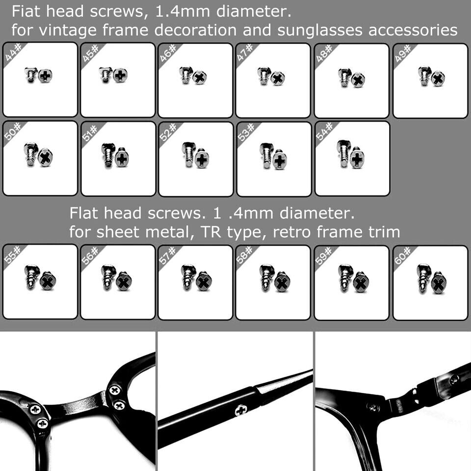 Kit de reparación de gafas, kit de reparación de gafas, juego de tornillos  para gafas, kit de reparación de tornillos para gafas, durabilidad mejorada  Jadeshay A