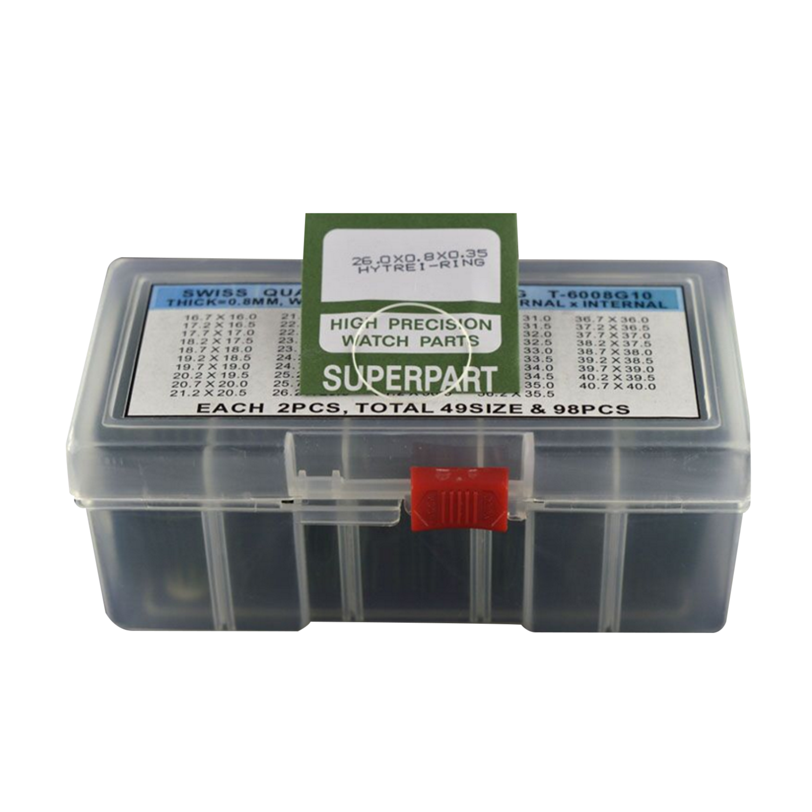 98pcs 0.8mm Assorted Watch Rubber O-ring Gasket Fit 1.0mm Thick Crystal Glass