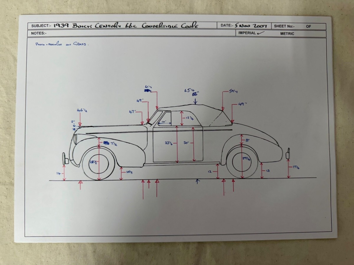 Brooklin Models 1939 Buick Century Convertible BC11 Pattern
