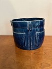 Vtg ceramic DENIM novelty planter vase blue jeans textured large  — photo 4