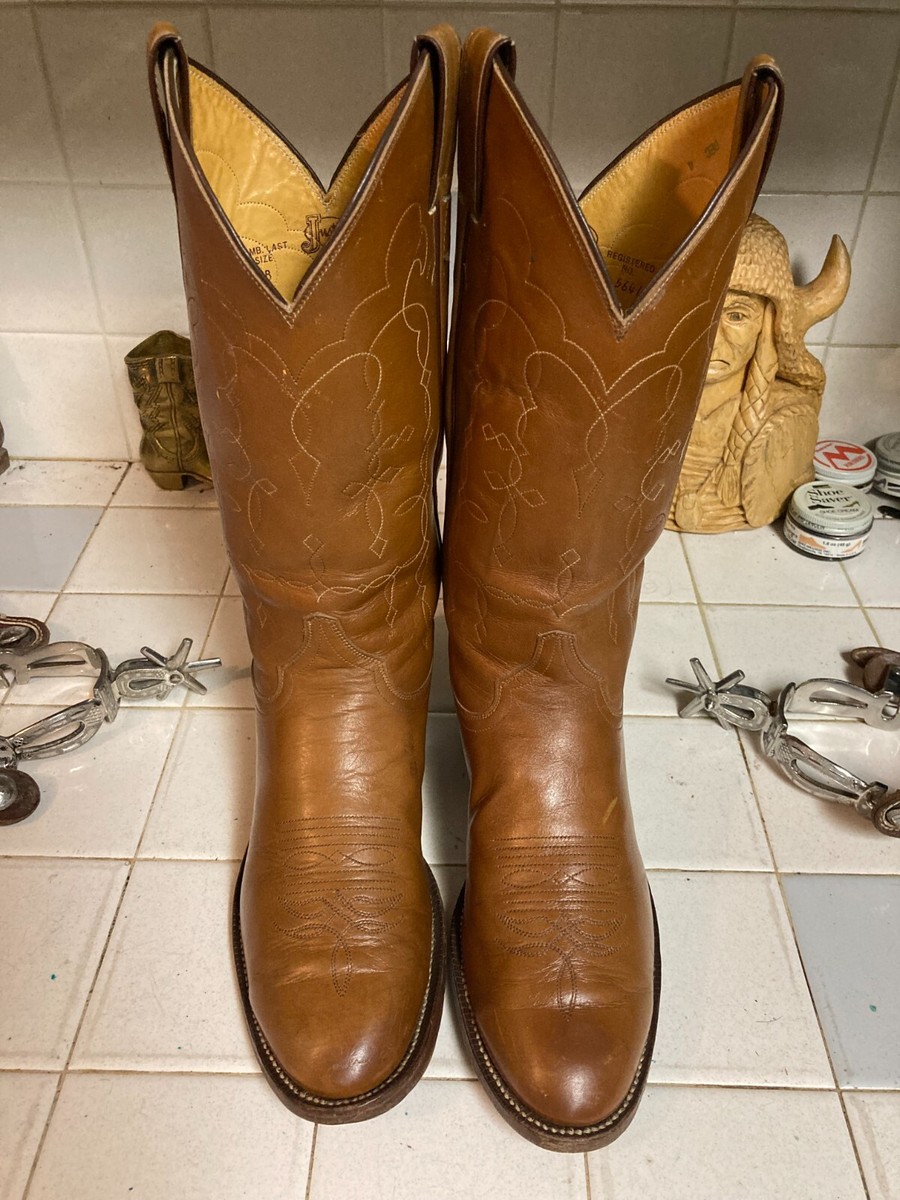 Justin Cognac Brown Leather Western Cowboy style 5527 Boots 9.5 B