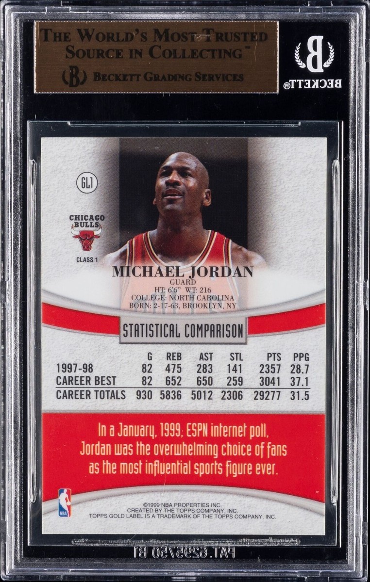 1998 Topps Gold Label Black Label Michael Jordan #GL1 BGS 10