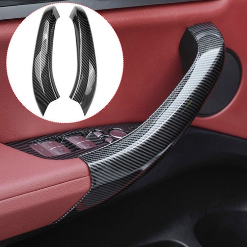 2X Carbon Fiber ABS Interior Door Handle Covers For BMW X3 X4 G01 G02 2018-2023 - Picture 4 of 11