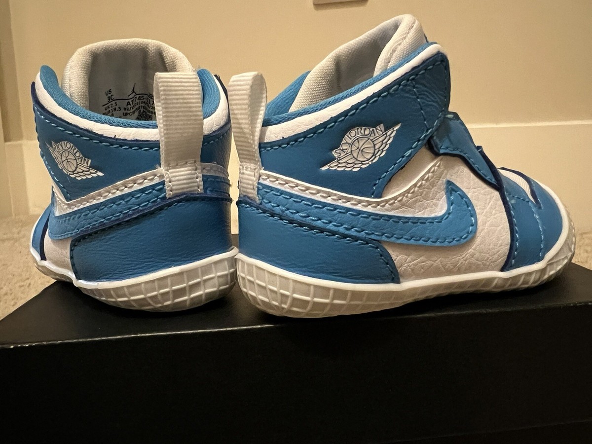 New Nike Air Jordan Retro 1 Powder Blue Crib Bootie Size 3C 