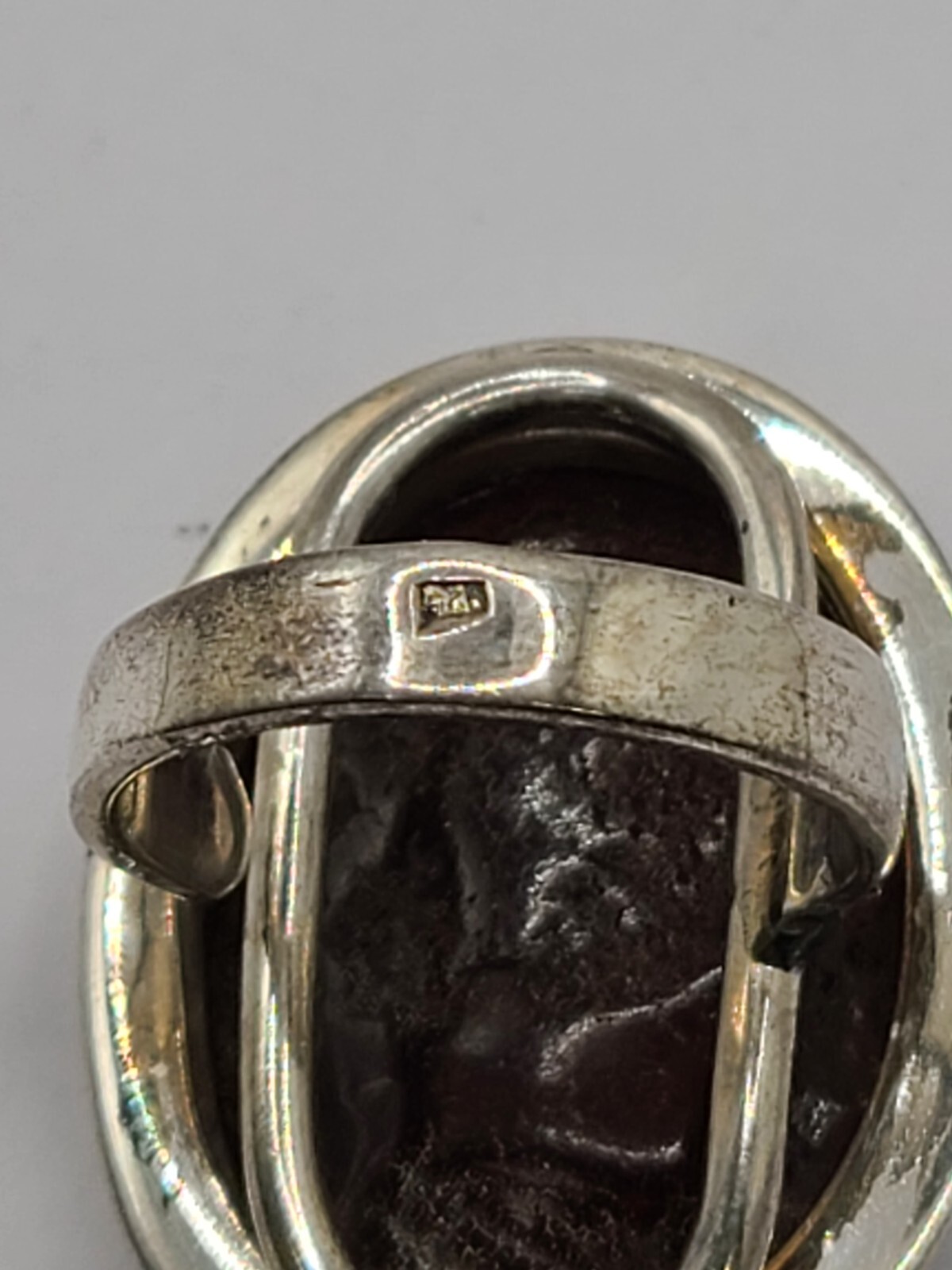 Sterling Silver Amber Ring 925 Statement Ring sz … - image 4