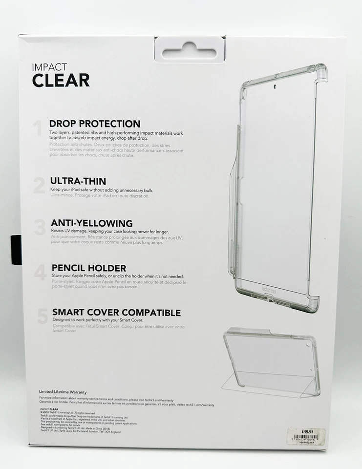 tech21 iPad 5th/6th Gen Tough Heavy Duty Thin Clear Case with Pencil Holder - Image 4 of 4