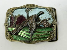 Vintage 1987 The Great American Buckle Co. #1828 Pheasant 3” Belt Buckle USA
