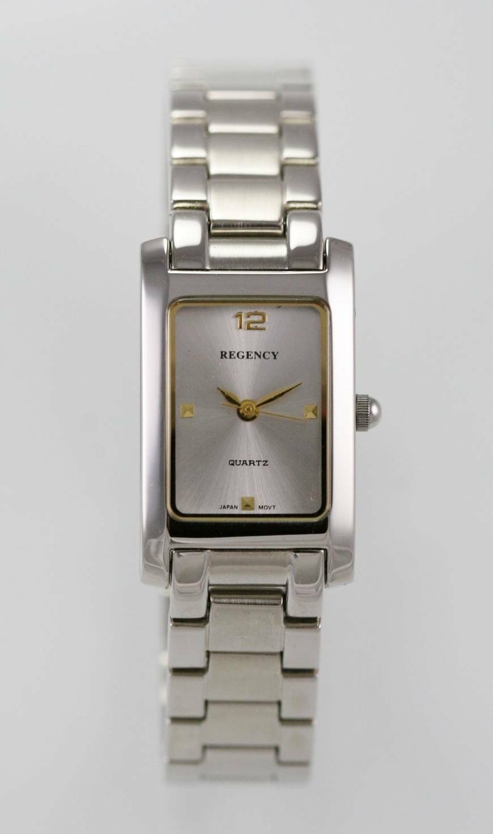 Regency Watch Womens Stainless Steel Silver Battery Easy Read