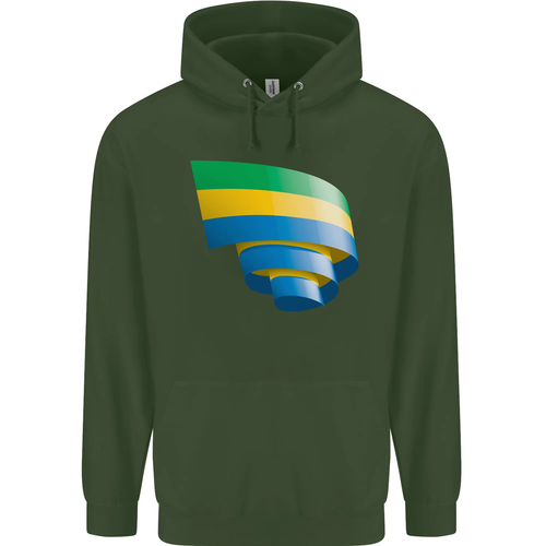 Curled Gabon Flag Gabonese Day Football Childrens Kids Hoodie - Picture 52 of 88