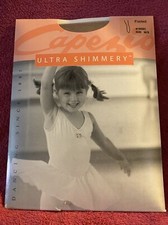 CAPEZIO Girls Medium/Small 1808C Suntan Ultra Shimmery Semi-Opaque Footed Tights