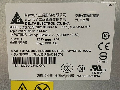 Genuine Apple Mac Pro A1289 980w Power Supply 614-0435 DPS-980BB-1A - TESTED!! - Afbeelding 4 van 4
