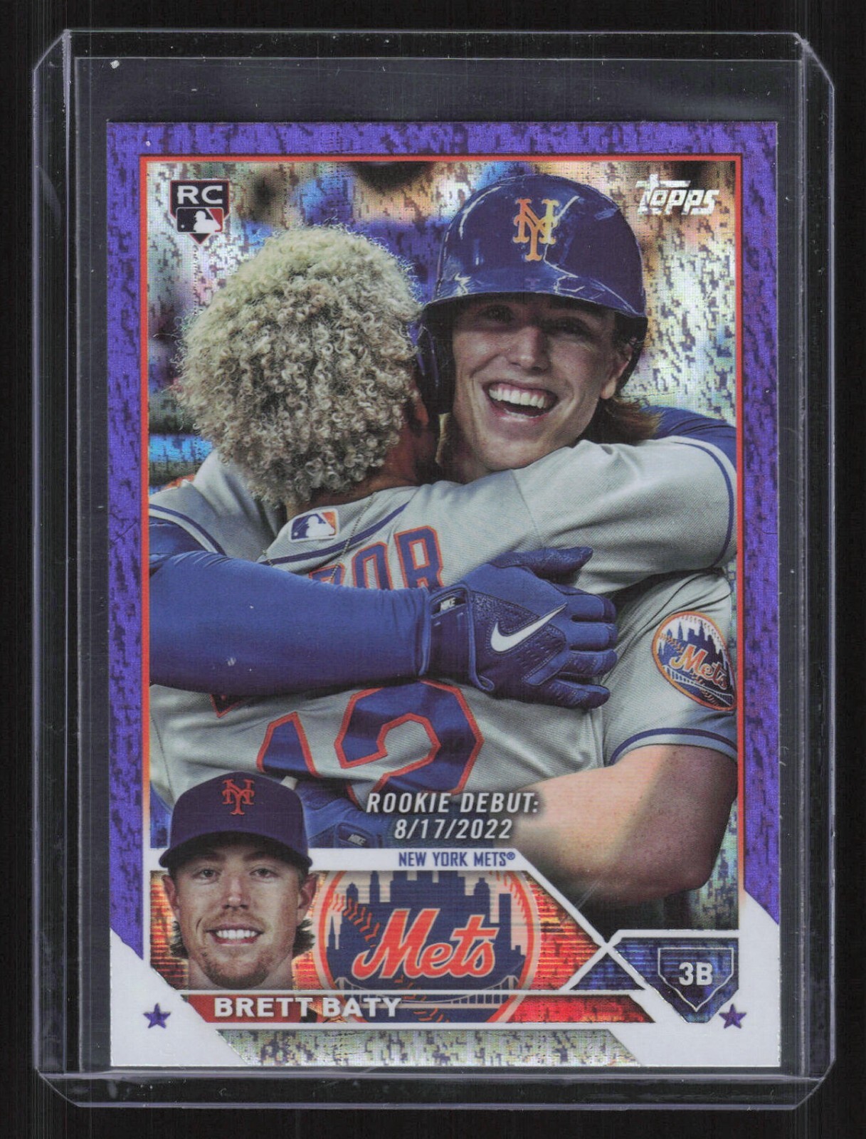 2023 Topps Update Brett Baty US158 Rookie Debut Purple Foilboard /799