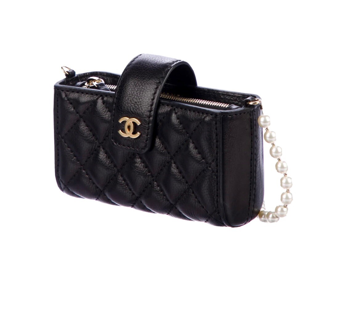 Chanel CC Phone Holder Crossbody Bag Quilted Lambskin at 1stDibs