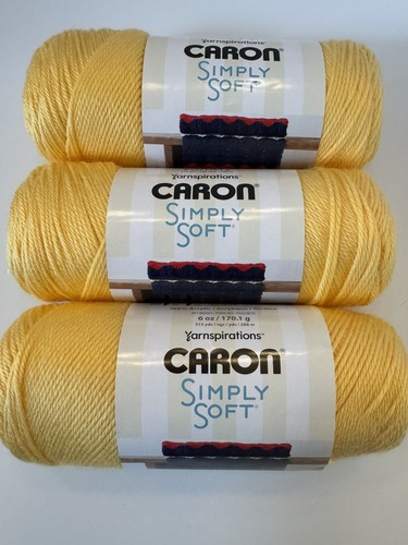 Caron Simply Soft Worsted Weight Yarn~Lot of 3 (6 oz) Skeins~Sunshine 9755