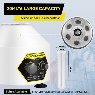 COLDENWALL Laborzentrifuge 6x20ml 4000RPM 60 Min Timer transparenter Deckel 800D