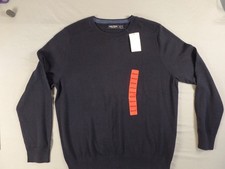 Nautica 100 Cotton Navy Crewneck Knit Sweater NEW with Tag Trim  Logo Men's M