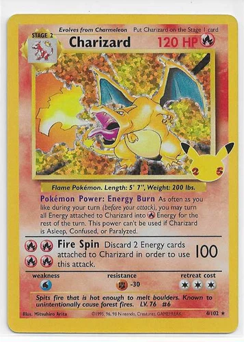 POKEMON CELEBRATIONS CHARIZARD #4/102 HOLO CLASSIC COLLECTION (NEVER PLAYED)