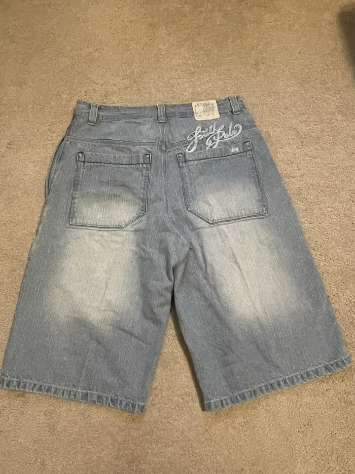 Southpole Jean Shorts Vtg 90s Y2K Baggy Logo Relax Fit Size 40 Wide Leg Skater - Image 3 of 4