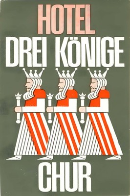 Swiss Advertising Poster (1960s) - Hotel Drei Könige Chur - 24x36  - Rare