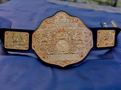 WWE BIG GOLD CAST VERSION 6MM  24K GOLD PLATES HIGH QUALITY LEATHER STRAP