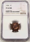 1906 Proof Indian Cent NGC PF63 RB Colorfully Toned