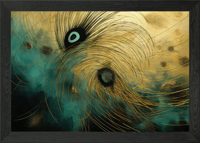 Pfau Abstrakt Gold Gerahmt Wandbild Poster Leinwanddruck Bild