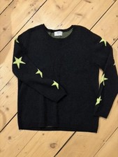 Hush Ziggy Stars Jumper Charcoal Marl Merino Wool Cotton Knit Sweater Size M