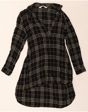 ZARA Womens Shirt Dress UK 10 Small Black Check Viscose DV07