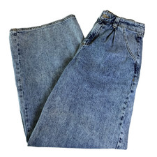 Forever 21 Wide Leg Pleated Women's Jeans, Size M, High Rise, Light Acid Wash