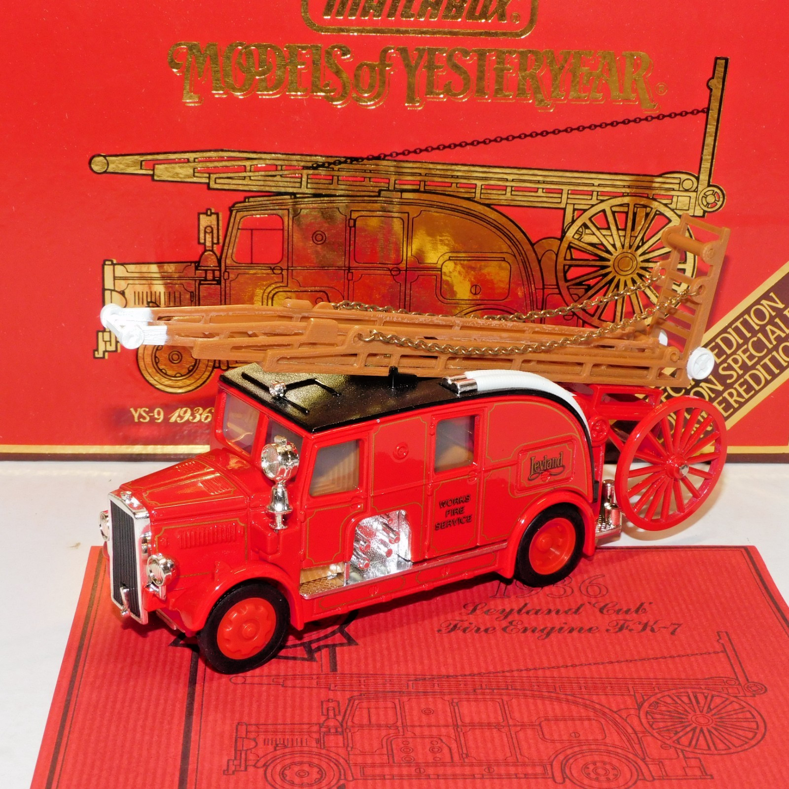 MATCHBOX MODELS OF YESTERYEAR 1936 LEYLAND CUB FIRE ENGINE FK-7 1/49 YS-9