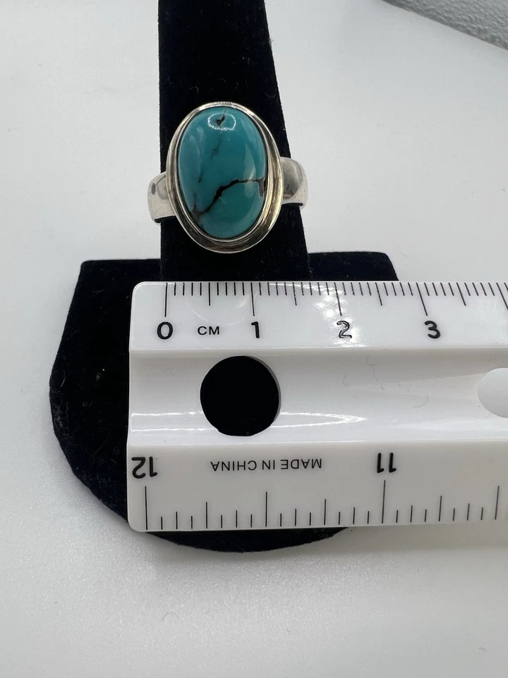 Juego de anillos y pendientes de plata de ley 925 turquesa estilo boho/vintage Foto 2 de 4