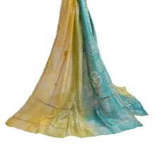 Sushila Vintage Indian Dupatta 100 Pure Silk Printed Long Stole Veil Scarves