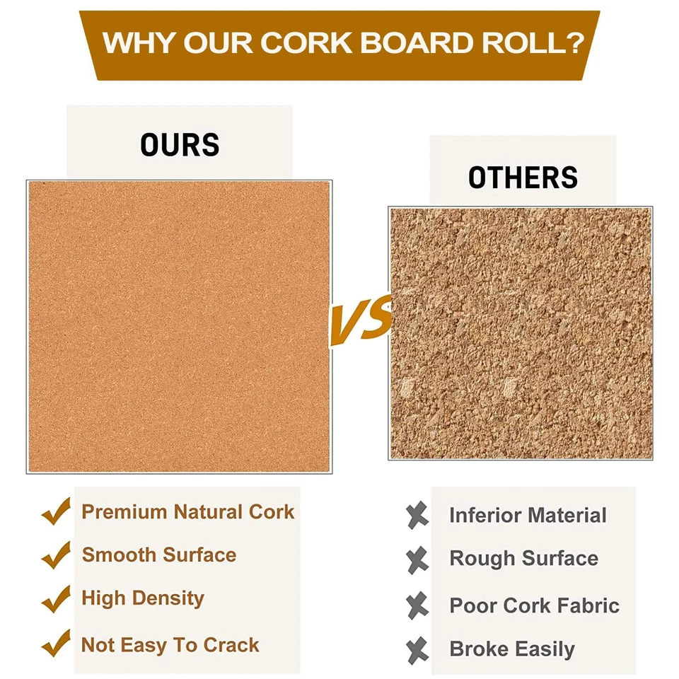 3Mm Cork Board Roll Self-Adhesive Bulletin Boards, 102"X16"-1/8" Thick Large - Image 3 of 4