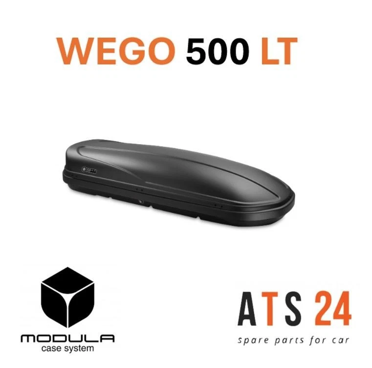 BOX BAULETTO DA TETTO AUTO 500 LT GRIGIO GOFFRATO BOX WEGO 200X80X40 75KG