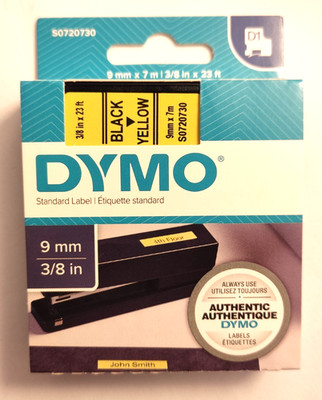 1x DYMO D1 Labelband s0720730 Etikettenband 9mm X 7m SCHWARZ / GELB Labelpoint