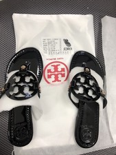Tory Burch Miller Black Patent Leather Sandals 38/US 7=UK 5