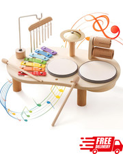 Wooden Drum Set for Toddlers 1-3 Xylophone Percussion Instruments for Kids