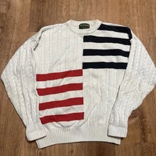 Vintage 90s Tosani Canada Sweater Mens Medium Chunky Knit Hip Hop Cosby *STAINS*