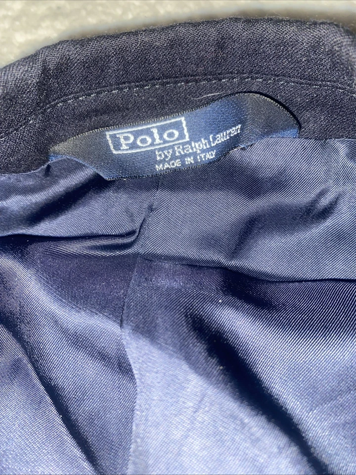 Polo Ralph Lauren M 42L Wool Ext Ryon Int Made In Italy Black Dress Coat 6B84 9 - Image 2 of 4