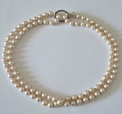 Antike Perlenkette,Ankerkette,Einzelgeknottet  Clip - 90 cm