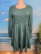 Nwt Womens MEROKEETY Green Teal  Dress Long Sleeve Size Large