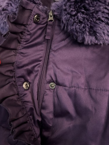 Rothschild Winter Coat Girls XL Purple Satin Faux Fur Peplum Puffer Ruffle CE - Picture 5 of 9