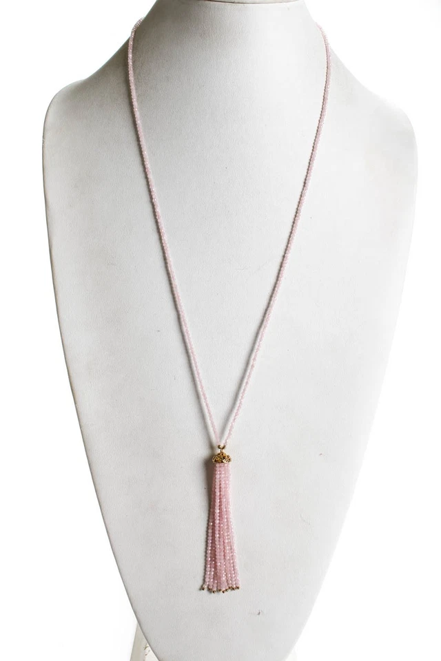 Cuello colgante borla con cuentas de morganita chapado en oro plata esterlina rarezas para mujer Foto 2 de 4