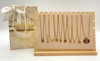 Collana con ciondolo oro strass CD/Logo Christian Dior originale 10 pezzi con borsa V060321