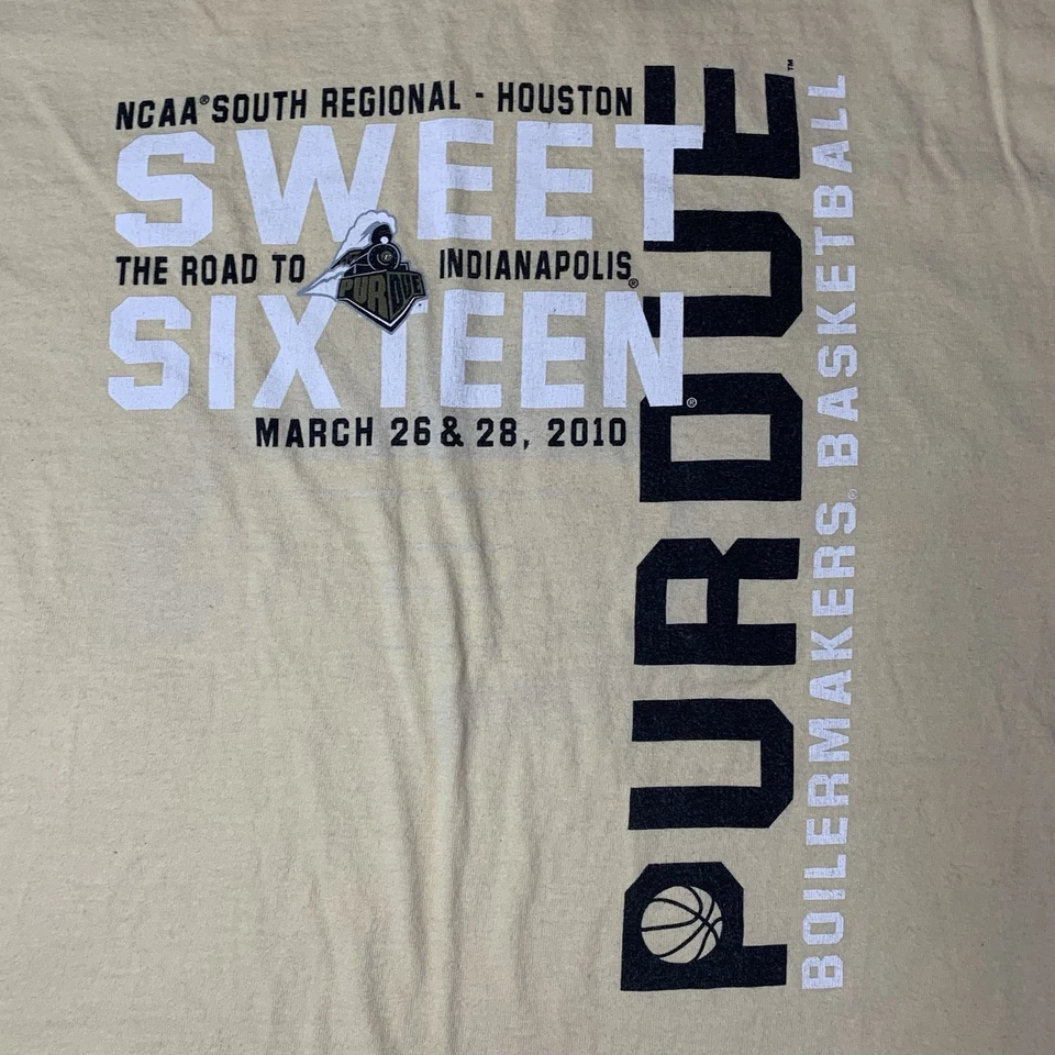 Vintage Purdue Boilermakers Shirt Adult Large Gold Basketball 2010 Sweet 16 Y2K - Image 2 of 4