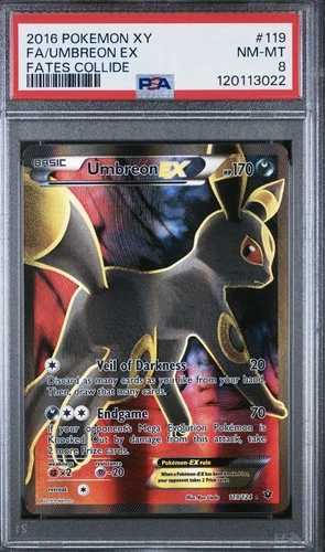 Pokemon TCG 2016 PSA 8 Umbreon EX #119 Full Art FA XY Fates Collide