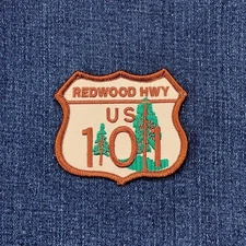 Redwood Highway 101 Patch Embroidered California Road Sign Badge 2-7/8" Iron On