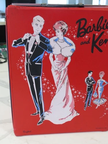 vintage 1963 BARBIE KEN red wardrobe carrying case
