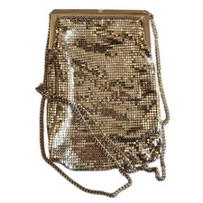 Vintage 1980s Whiting & Davis Gold Mesh Evening Bag Made in USA85