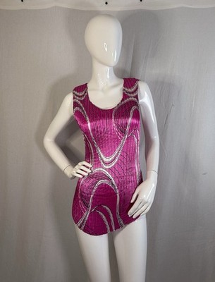 VTG Frutiger Aero Y2K Ruched Pleated Mesh Top XL Cinched Psychedelic Bohemian